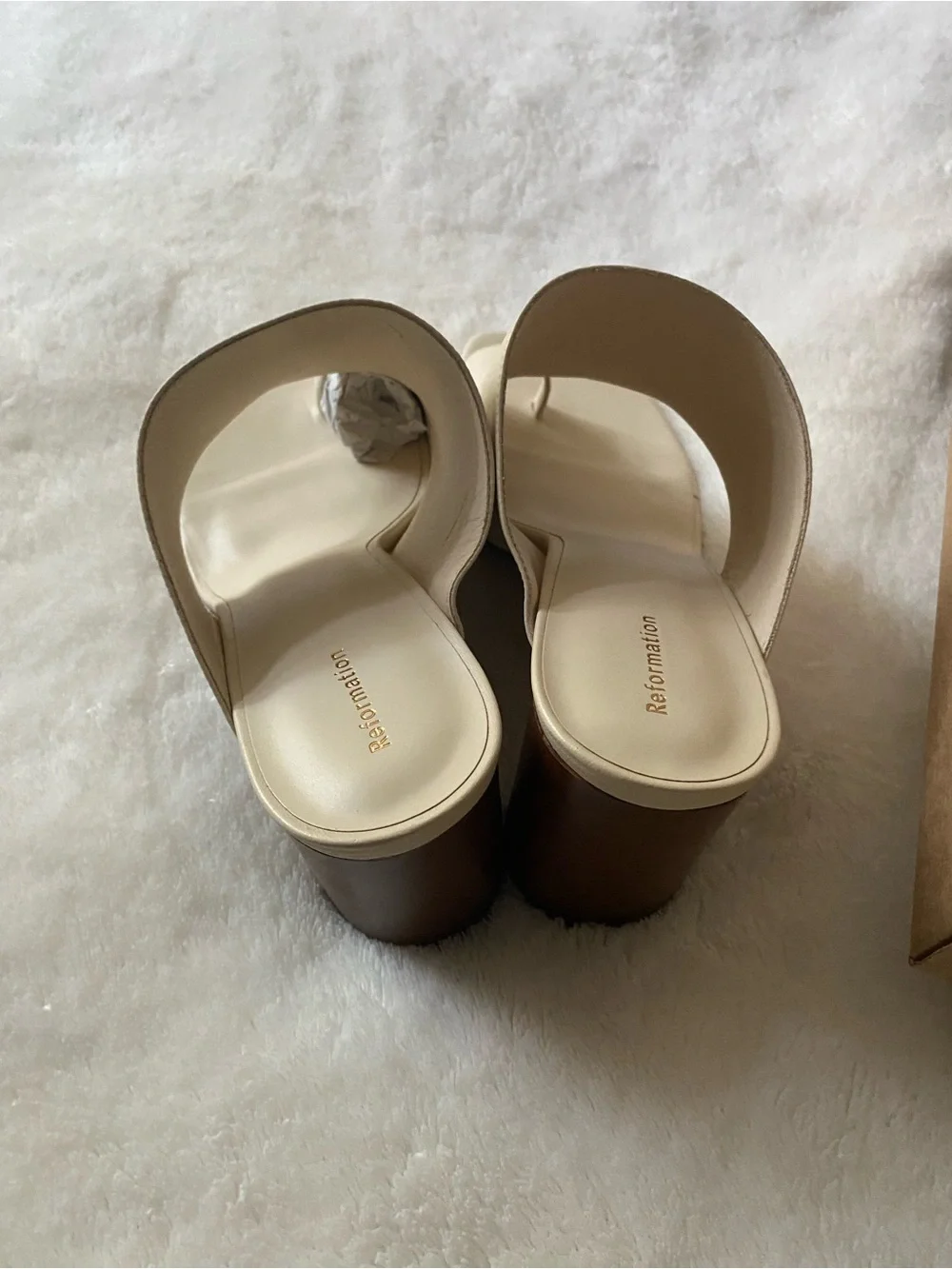 REFORMATION Gibson Heeled Sandal Ivory Leather - Size 10 NIB